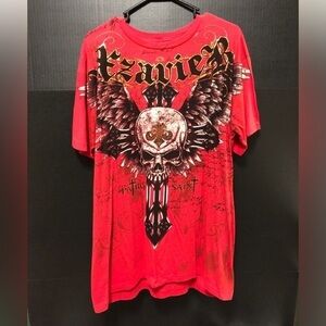 💫Xzavier Red Unforgiven Distressed Cotton T-shirt